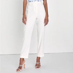 White straight leg trouser pants